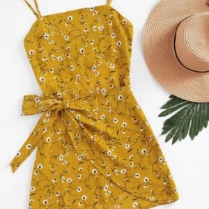 Chic Mustard Floral Mini Dress